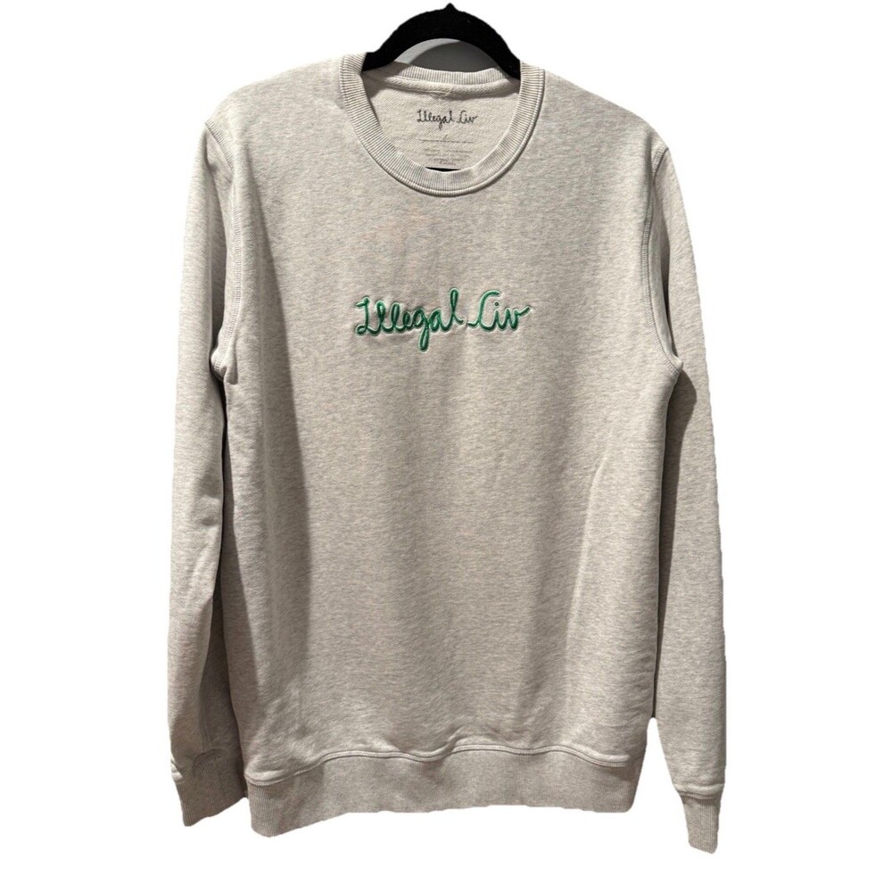 ILLEGAL CIVILIZATION Grey Skateboard Crewneck Pullover Sweatshirt Size Large